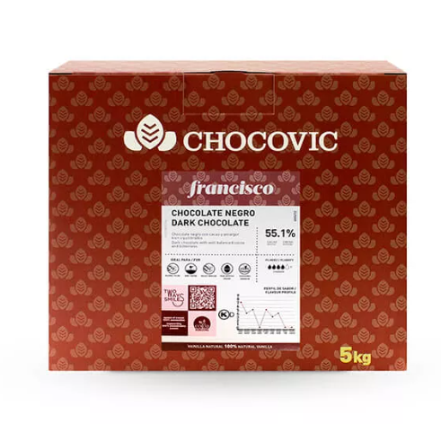 Шоколад темный Chocovic Francisco 55,1% CHD-Q56CHCV-94B (CHD-11Q11CHVC-25B) 3*5кг